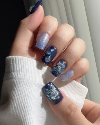 Glow Jellyfish Nails short square nails with dreamy underwater glow