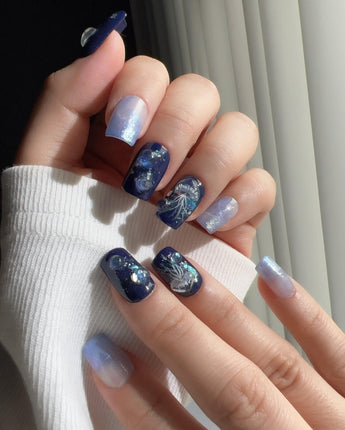Glow Jellyfish Nails custom size press-ons with glowing aquatic jellyfish details