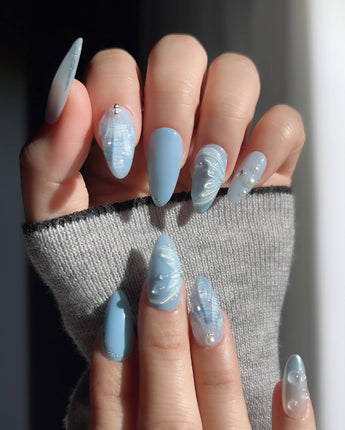 Mermaid Nail Designs Tale reusable press-on nails shown from the side with ocean-inspired texture