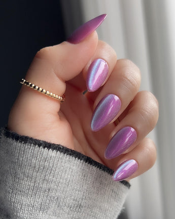 Purple planet custom press-on nails — available in multiple shapes and sizes