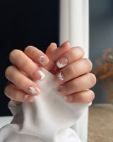 Hand-Painted Echoes of Peace custom press-on nails — available in multiple shapes and sizes