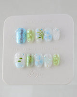 Lotus Breeze custom press-on nails — available in multiple shapes and sizes