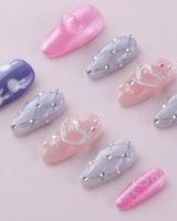 Charming Glam Usagi close-up of cute glam nail art with custom handmade gel finish