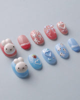 MIFFY XOXO custom press-on nails — available in multiple shapes and sizes