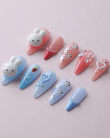 MIFFY XOXO custom press-on nails — available in multiple shapes and sizes