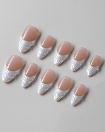 3D Classic | White French Tip | Press on Nails - Joyeenails - FT023 - S / Short Almond