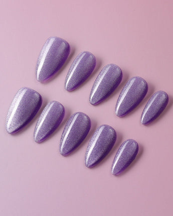 Elegant Purple cat - eye - Joyeenails - CE011 - L / Short Almond