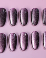 Mauve Nail Color Cat-eye custom press-on nails — available in multiple shapes and sizes