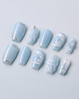 Mermaid Nail Designs Tale handmade ocean nails with raised seashell texture
