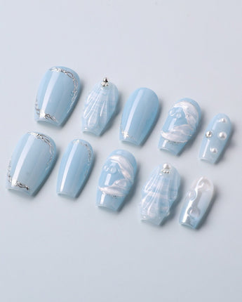 Mermaid Nail Designs Tale handmade ocean nails with raised seashell texture