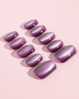 Purple Cat-Eye handmade press-on nails featuring Dusty Purple cat eye