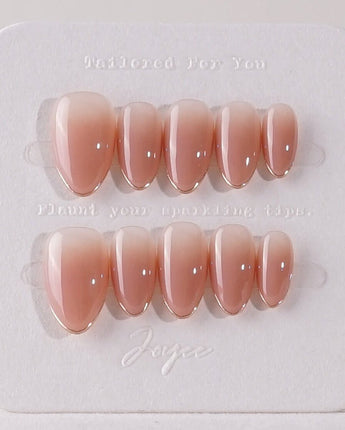 Clean Grace press-on nails in extra short almond shape — gold french tip nails