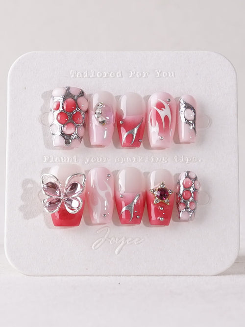 2. Joyeenails Butterfly Flame Coffin Acrylic Nails