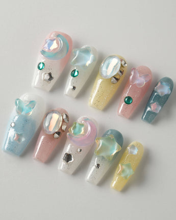 Moon Magic - Joyeenails - AN038 - XS / Medium Coffin