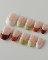 Fall Palette press-on nails with mixed autumn colors and fall-inspired gel details