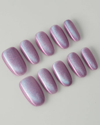 Purple planet custom press-on nails — available in multiple shapes and sizes
