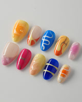 Candy Pop Colored custom press-on nails — available in multiple shapes and sizes