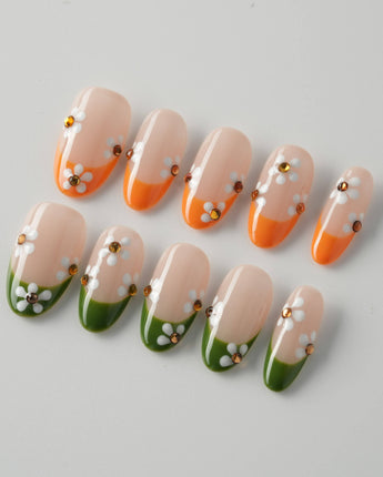 Olive & Ginger Bloom - Joyeenails - FT018 - XS / Medium Oval