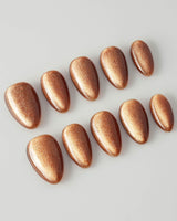 Light Brown Color Cat-eye Nails custom press-on nails — available in multiple shapes and sizes
