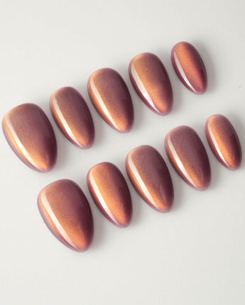 Rose Brew custom press-on nails — available in multiple shapes and sizes