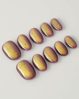 Brown Acrylic Cat-eye custom press-on nails — available in multiple shapes and sizes
