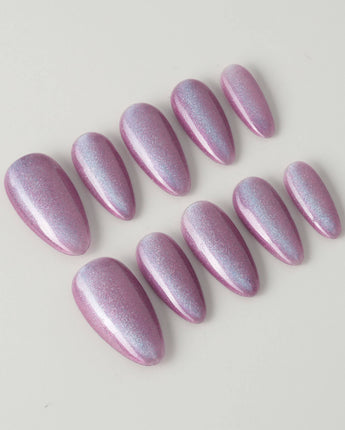 Purple planet custom press-on nails — available in multiple shapes and sizes