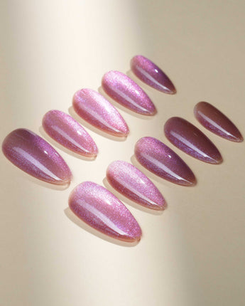 Aurora Mirage custom press-on nails — available in multiple shapes and sizes