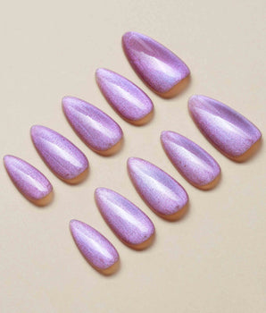 Aurora Mirage press-on nail set — Dusty Rose, Velvet Cat Eye. design, hand-painted with real gel polish