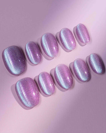 Purple planet custom press-on nails — available in multiple shapes and sizes