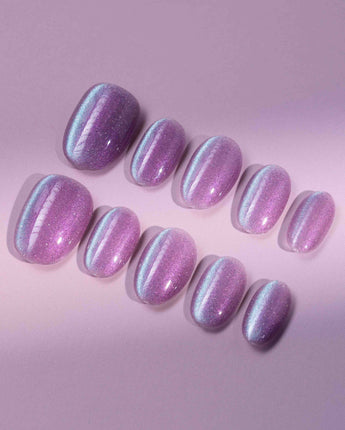 Purple planet custom press-on nails — available in multiple shapes and sizes