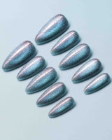 Spinning Aurora press-on nails — Gradient Duo-chrome Cat-eye with