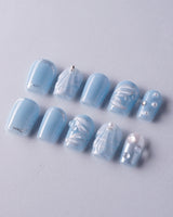 Mermaid Nail Designs Tale handmade blue nails with vacation-ready ocean details