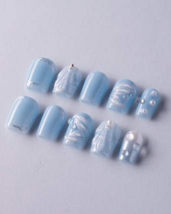 Mermaid Nail Designs Tale handmade blue nails with vacation-ready ocean details