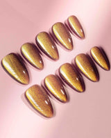 Brown Acrylic Cat-eye custom press-on nails — available in multiple shapes and sizes