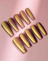Brown Acrylic Cat-eye custom press-on nails — available in multiple shapes and sizes