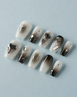 Night Butterfly custom press-on nails — available in multiple shapes and sizes