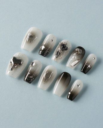 Night Butterfly custom press-on nails — available in multiple shapes and sizes