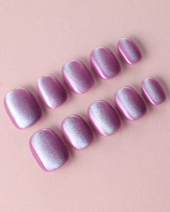 Purple planet custom press-on nails — available in multiple shapes and sizes
