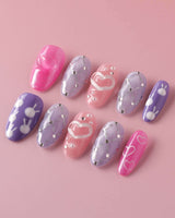 Charming Glam Usagi medium oval nails with polished custom art and sweet character mood