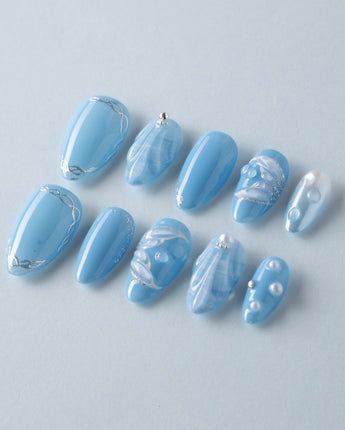 Mermaid Nail Designs Tale custom nails with dreamy shell and wave design