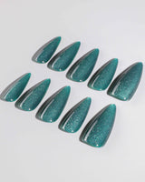 Emerald Green Nail Designs Cat-eye Nails custom press-on nails — available in multiple shapes and sizes
