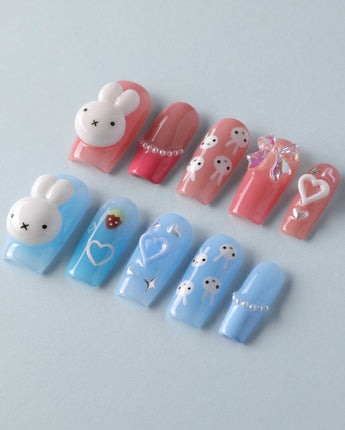 MIFFY XOXO custom press-on nails — available in multiple shapes and sizes