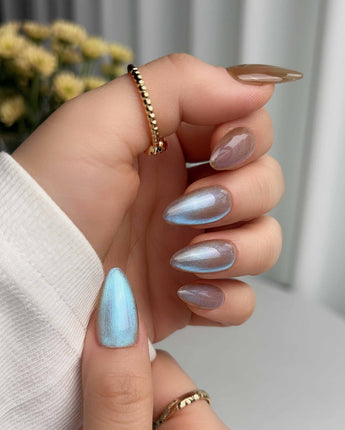 Aurora Icefire custom press-on nails — available in multiple shapes and sizes