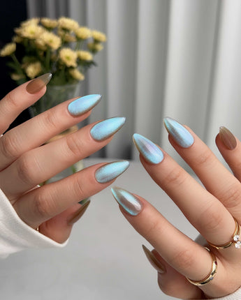 Aurora Icefire custom press-on nails — available in multiple shapes and sizes