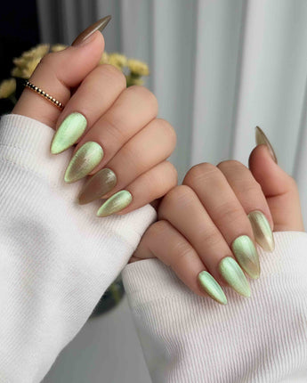Aurora Mist custom press-on nails — available in multiple shapes and sizes