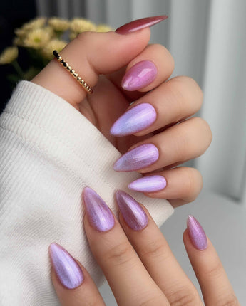 Aurora Mirage custom press-on nails — available in multiple shapes and sizes
