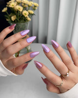 Aurora Mirage handmade press-on nails featuring Dusty Rose, Velvet Cat Eye.