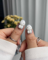 Miffy Summer custom-size nails with soft blue French design and playful 3D accents