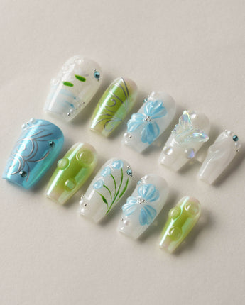 Lotus Breeze custom press-on nails — available in multiple shapes and sizes