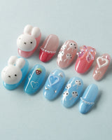 MIFFY XOXO custom press-on nails — available in multiple shapes and sizes